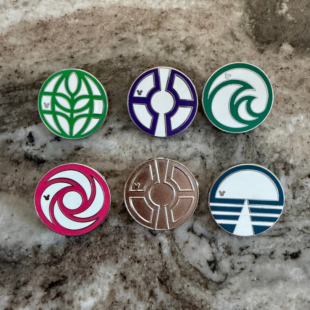 Disney Hidden Mickey EPCOT Symbols Pin Set 6 Complete Set Chaser Future World